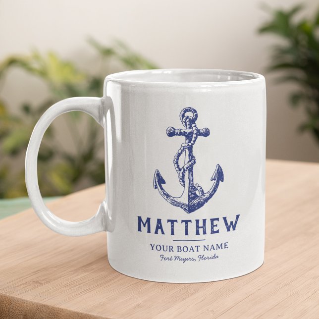 Personalised Nautical Anchor Boat Name Mug (Creator Uploaded)