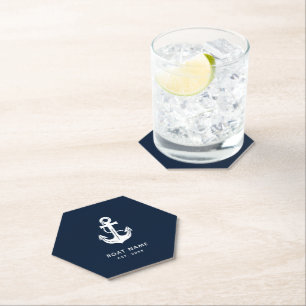 Personalised Nautical Anchor Boat Name Paper Coaster