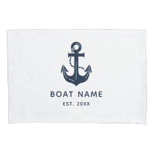 Personalised Nautical Anchor Boat Name Pillowcase