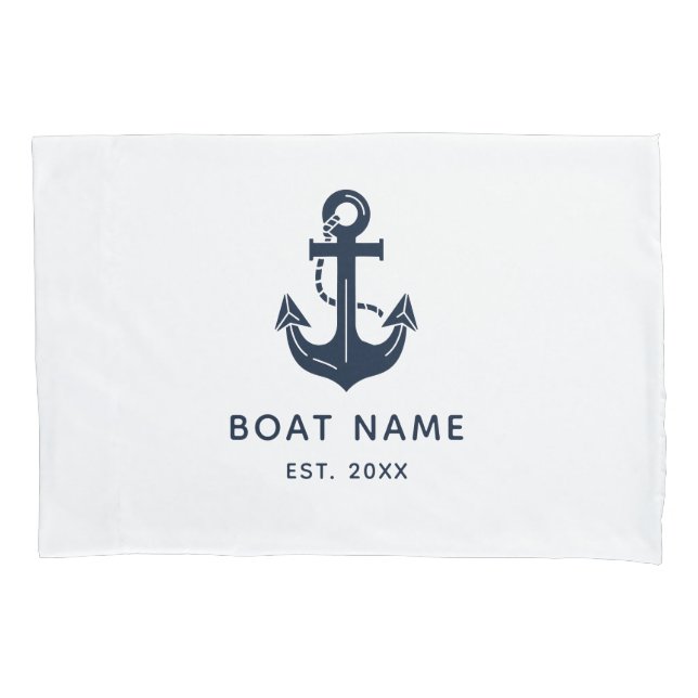 Personalised Nautical Anchor Boat Name Pillowcase (Front)
