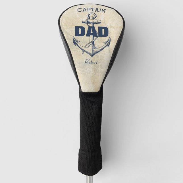 Personalised Nautical Anchor Captain Dad Golf Head Cover (Front)