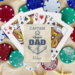Personalised Nautical Anchor Captain Dad Playing Cards