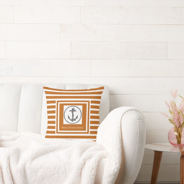 Personalised Nautical Anchor Dk Burnt Orange  Cushion (Couch)