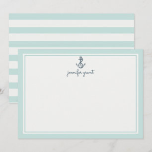 Personalised Nautical Anchor Flat Note Cards