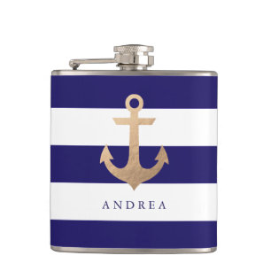 Personalised   Nautical Anchor Hip Flask