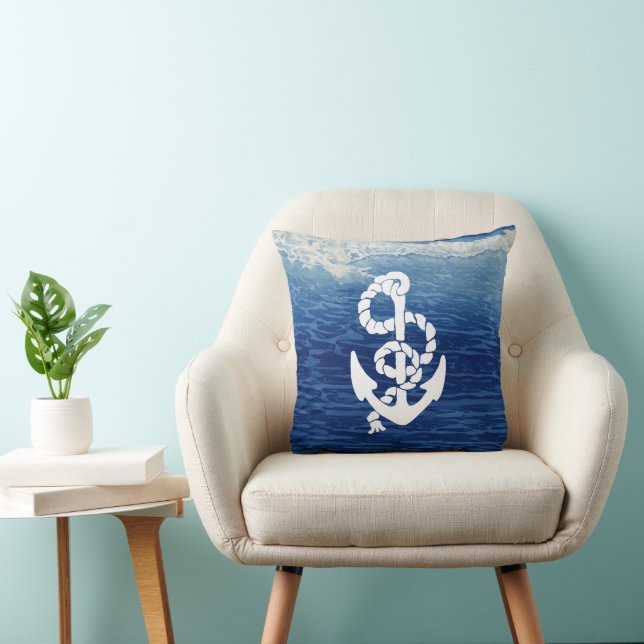 Personalised Nautical Anchor Living the Dream Cushion (Chair)