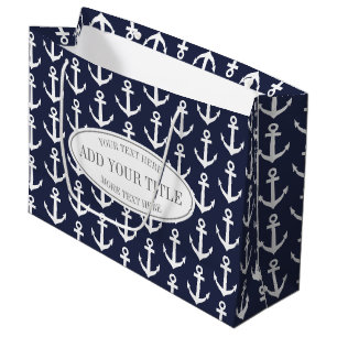 Personalised nautical anchor print large gift bags