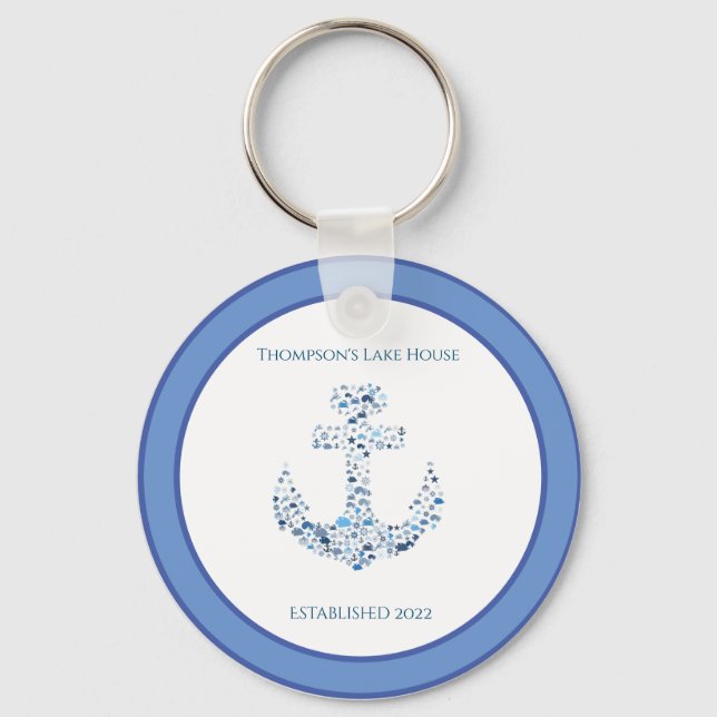 Personalised Nautical Anchor Themed  Key Ring (Front)