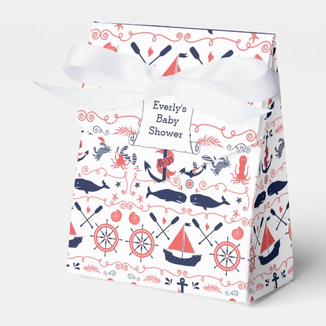 Personalised Nautical Baby Shower Favour Door Priz Box (Front Side)