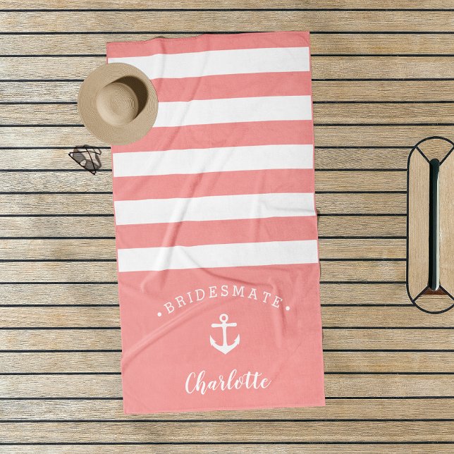 Personalised Nautical "Bridesmate" Bridesmaid Beach Towel (Creator Uploaded)