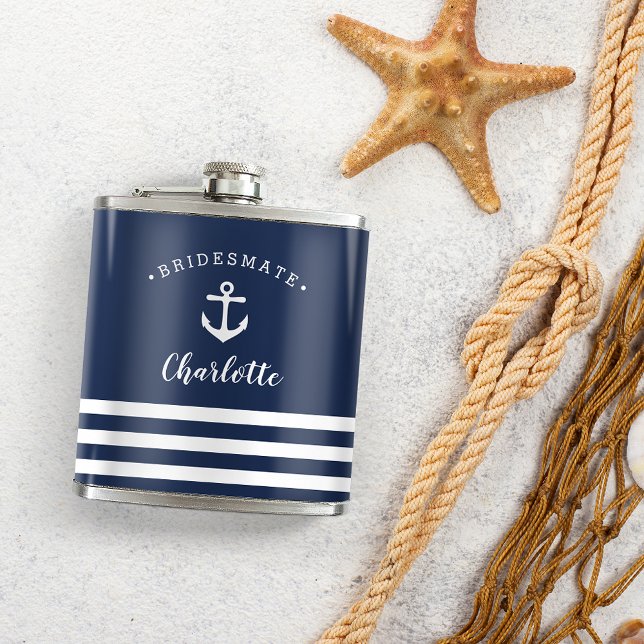 Personalised Nautical "Bridesmate" Bridesmaid Hip Flask (Creator Uploaded)