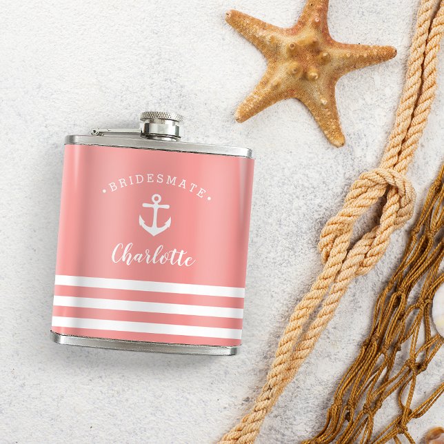 Personalised Nautical "Bridesmate" Bridesmaid Hip Flask (Creator Uploaded)