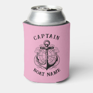 Personalised Nautical Captain Boat Name Anchor  Can Cooler