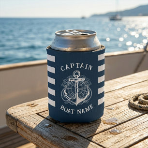  Personalised Nautical Captain Boat Name Anchor    Can Cooler