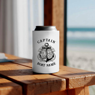 Personalised Nautical Captain Boat Name Anchor Can Cooler
