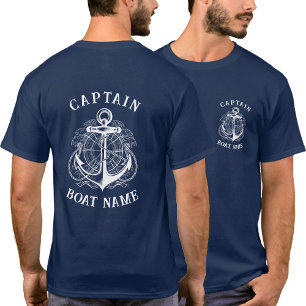 Personalised Nautical Captain Boat Name Anchor     T-Shirt