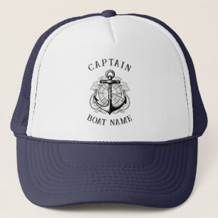 Personalised Nautical Captain Boat Name Anchor     Trucker Hat