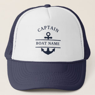 Personalised Nautical Captain Boat Name Anchor     Trucker Hat
