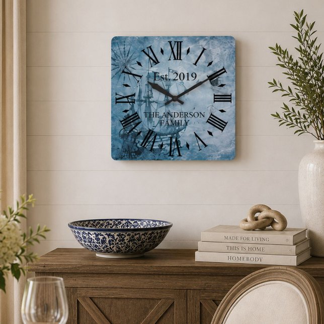 Personalised Nautical Family Clock Coastal Decor (Creator Uploaded)