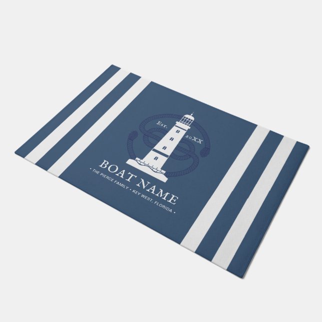 Personalised Nautical lighthouse Doormat (Angled)