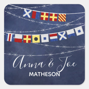 Personalised #Nautical Merry Christmas Signal Flag Square Sticker