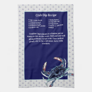 Personalised Nautical Navy  Anchor Recipe keepsake Tea Towel