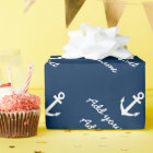 Personalised nautical navy anchor wrapping paper