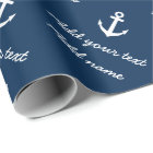 Personalised nautical navy anchor wrapping paper