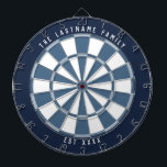 Personalised Nautical Navy Blues & Off-White Dartboard<br><div class="desc">Custom text dartboard with a nautical colour scheme featuring a dark navy blue frame and 2 shades of blue on the dartboard with an off-white mix.</div>