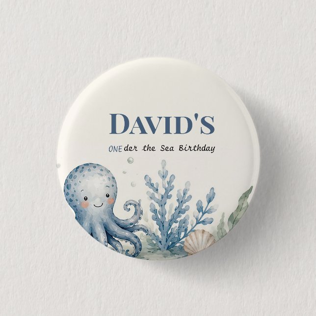Personalised Nautical Oqean Birthday Button (Front)