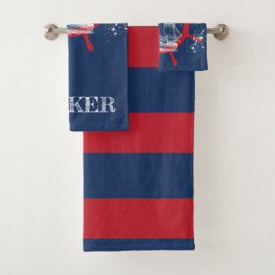 Personalised Nautical Sailboat Blue Bath Towel Set