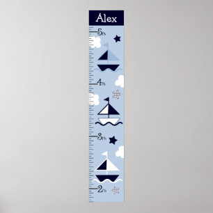 Personalised Nautical Sailboat Growth Chart