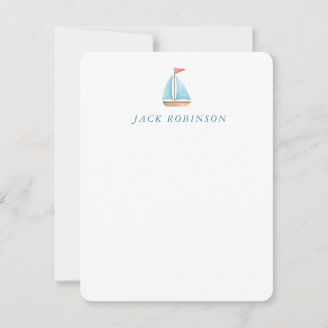 Personalised Nautical Sailboat Note Card (Front)