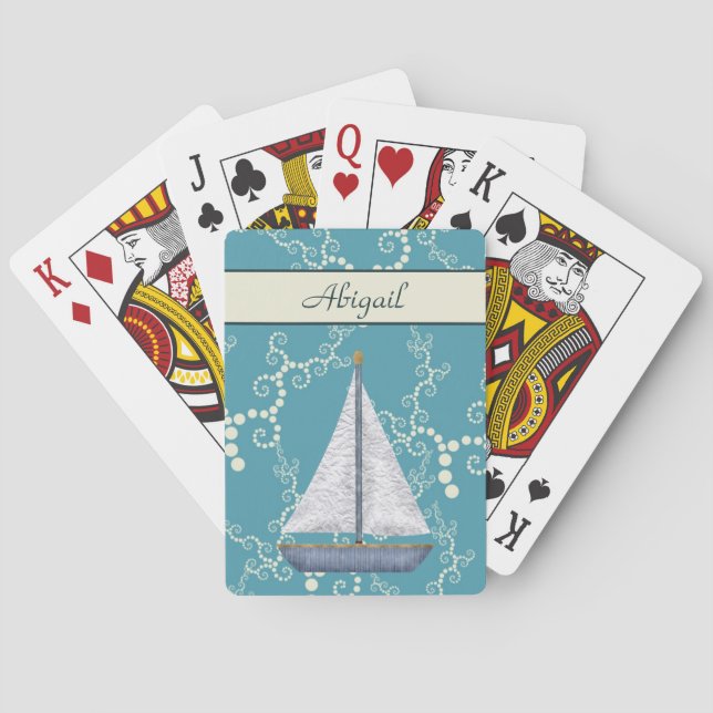 Personalised Nautical Sailboat Playing Cards (Back)