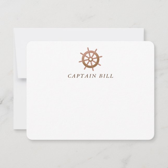 Personalised Nautical Ship Wheel Helm Note Card (Front)