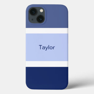 Personalised Nautical Stripes Blue and White iPhone 13 Case