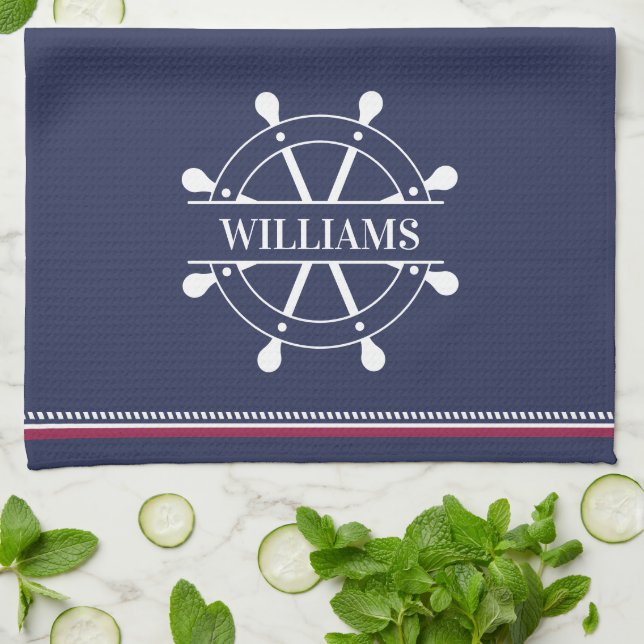 Personalised Nautical Tea Towel (Folded)