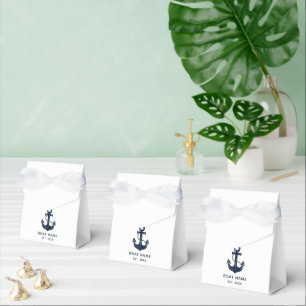 Personalised Nautical Vessel Navy & White Favour Box