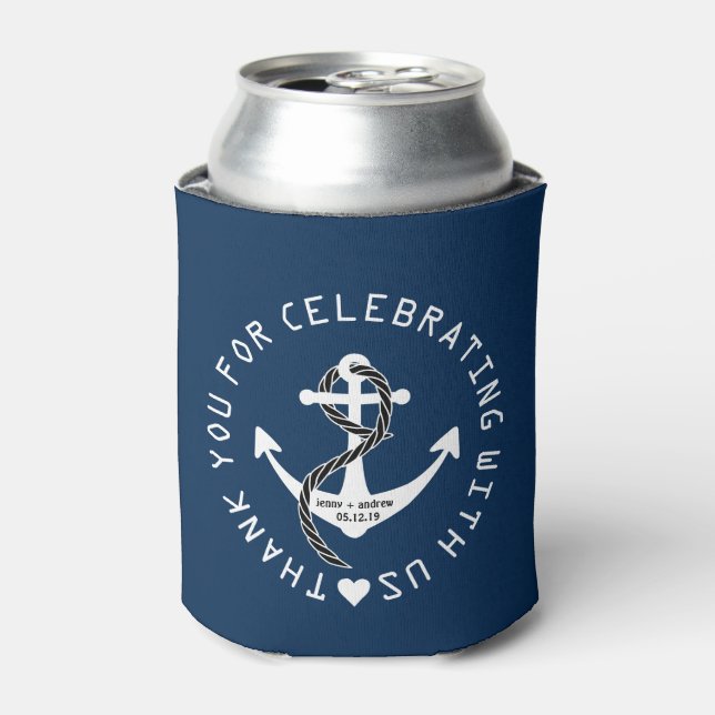 Personalised Nautical Wedding Favour Party Can Cooler (Can Front)