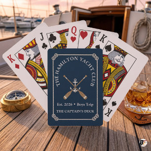 Personalised Nautical Yacht Club Anchor Boys Trip Playing Cards