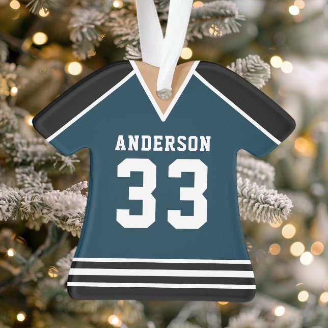  Personalised Navy and Black Hockey Jersey Ornament (Creator Uploaded)