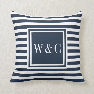 Personalised Navy and White Monogram Cushion