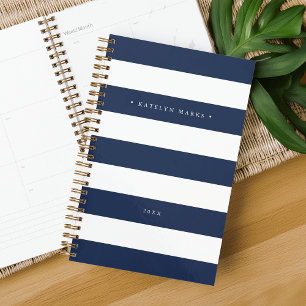 Personalised Navy and White Stripe Planner