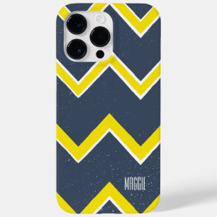 Personalised navy and yellow modern preppy Case-Mate iPhone 14 pro max case