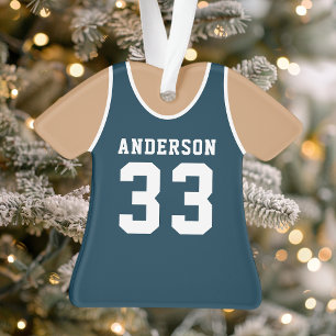Personalised Navy Basketball Jersey Ornament
