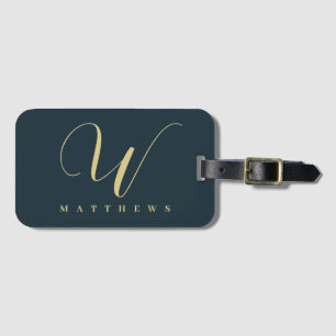 Personalised Navy Blue And Gold Foil Family Luggage Tag