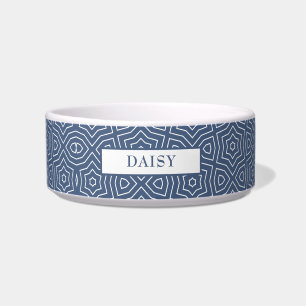 Personalised Navy Blue and White Arabesque stars Bowl