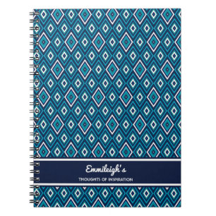 Personalised Navy Blue and White Diamond Journal