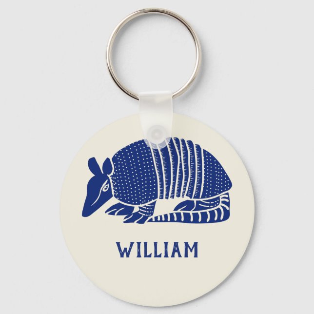 Personalised Navy Blue Armadillo Key Ring (Front)