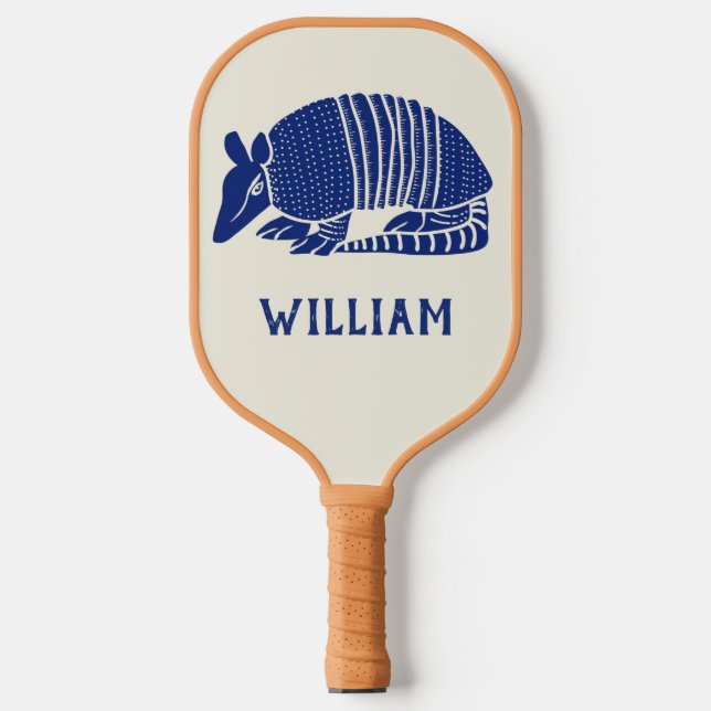 Personalised Navy Blue Armadillo Pickleball Paddle (Front)